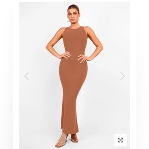 Popilush Tan Built In Shapewear Dress